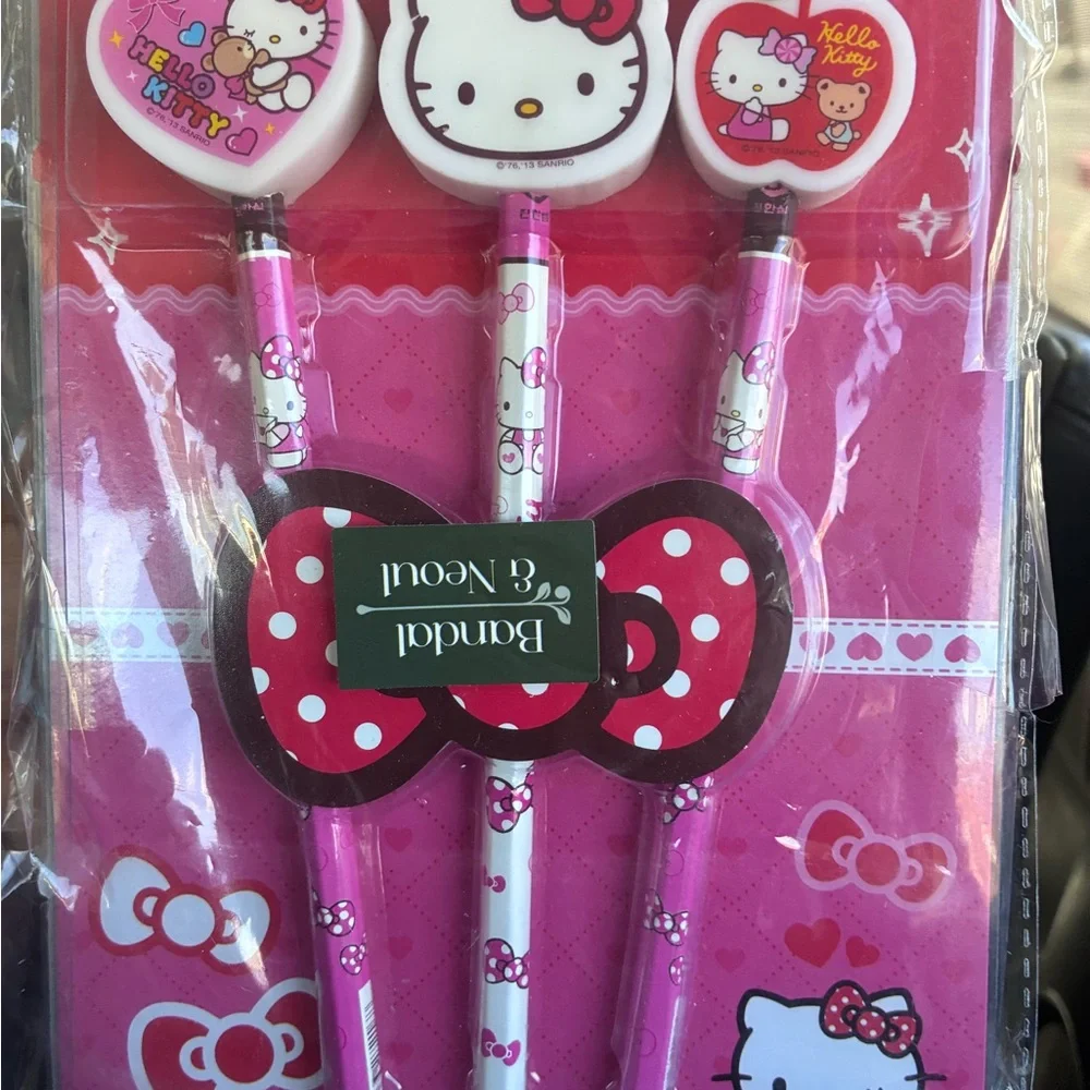 Hello Kitty Pencils With Eraser Set of 3